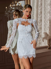 Load image into Gallery viewer, Skoupá Lace Pearl Bow Mini Dress
