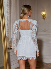 Load image into Gallery viewer, Skoupá Lace Pearl Bow Mini Dress
