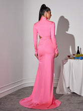Load image into Gallery viewer, Solvi Long Sleeve Flower Split Maxi Dress
