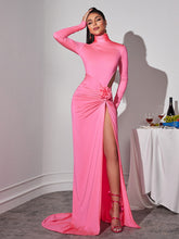 Load image into Gallery viewer, Solvi Long Sleeve Flower Split Maxi Dress
