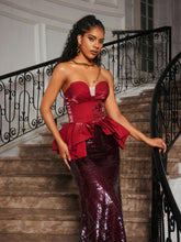 Load image into Gallery viewer, Soni Strapless Floral Sequin Maxi Dress
