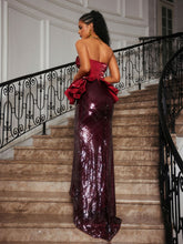 Load image into Gallery viewer, Soni Strapless Floral Sequin Maxi Dress
