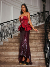 Load image into Gallery viewer, Soni Strapless Floral Sequin Maxi Dress
