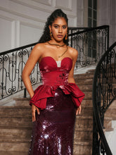 Load image into Gallery viewer, Soni Strapless Floral Sequin Maxi Dress

