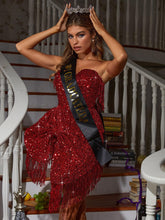 Load image into Gallery viewer, Sophie Strapless Bow Sequin Mini Dress
