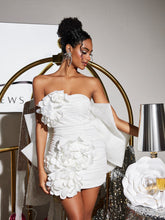 Load image into Gallery viewer, Sophrona Strapless Flower Bow Mini Dress
