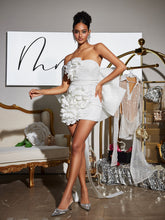 Load image into Gallery viewer, Sophrona Strapless Flower Bow Mini Dress
