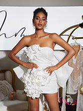 Load image into Gallery viewer, Sophrona Strapless Flower Bow Mini Dress

