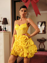Load image into Gallery viewer, Stanski Spaghetti Flower Satin Mini Dress
