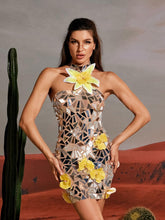 Load image into Gallery viewer, Starla Flower Acrylic Embellished Mini Dress
