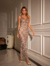 Load image into Gallery viewer, Syncere Hollow Rhinestone Mesh Maxi Dress
