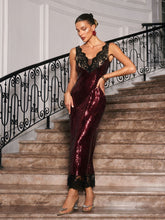Load image into Gallery viewer, Taci Sequin Lace Patchwork Maxi Dress
