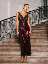 Load image into Gallery viewer, Taci Sequin Lace Patchwork Maxi Dress
