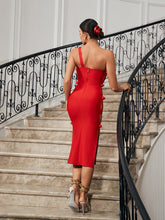 Load image into Gallery viewer, Tavi One Shoulder Flower Cutout Bandage Dress
