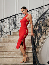 Load image into Gallery viewer, Tavi One Shoulder Flower Cutout Bandage Dress
