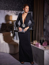 Load image into Gallery viewer, Thaddeus V Neck Floral Crystal Maxi Dress
