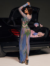 Load image into Gallery viewer, Thana Long Sleeve Rhinestone Maxi Dress

