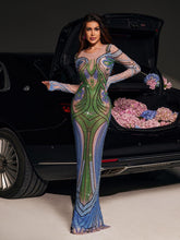 Load image into Gallery viewer, Thana Long Sleeve Rhinestone Maxi Dress
