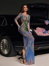 Load image into Gallery viewer, Thana Long Sleeve Rhinestone Maxi Dress
