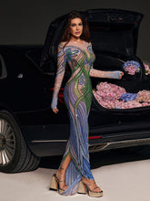 Load image into Gallery viewer, Thana Long Sleeve Rhinestone Maxi Dress
