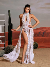 Load image into Gallery viewer, Tibor Sequin Split Mesh Maxi Dress
