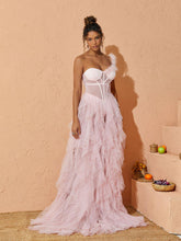 Load image into Gallery viewer, Titania One Shoulder Tulle Maxi Dress In Blush
