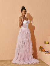 Load image into Gallery viewer, Titania One Shoulder Tulle Maxi Dress In Blush
