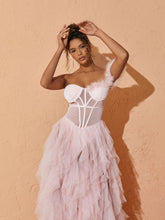Load image into Gallery viewer, Titania One Shoulder Tulle Maxi Dress In Blush
