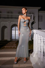 Load image into Gallery viewer, Tris Strapless Crystal Cutout Maxi Dress
