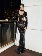 Load image into Gallery viewer, Uliana Acrylic Embellished Cutout Maxi Dress
