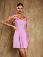 Load image into Gallery viewer, Uriah Square Collar Flower Bandage Mini Dress
