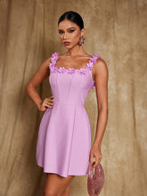Load image into Gallery viewer, Uriah Square Collar Flower Bandage Mini Dress
