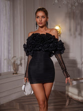 Load image into Gallery viewer, Valerian Off Sleeve Ruched Mesh Mini Dress
