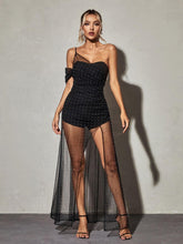 Load image into Gallery viewer, Vanita One Shoulder Mesh Maxi Dress In Black
