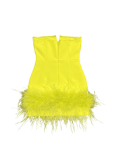 Load image into Gallery viewer, Veer Strapless Feather Bandage Dress In Yellow
