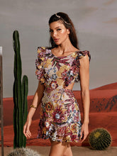Load image into Gallery viewer, Viveka Flower Sequin Mini Dress
