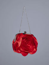 Load image into Gallery viewer, Wells Red Flower Satin Clutch
