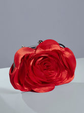 Load image into Gallery viewer, Wells Red Flower Satin Clutch
