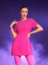 Load image into Gallery viewer, Wilder Jacquard Short Sleeve Mini Dress In Hot Pink
