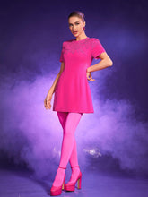 Load image into Gallery viewer, Wilder Jacquard Short Sleeve Mini Dress In Hot Pink
