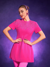 Load image into Gallery viewer, Wilder Jacquard Short Sleeve Mini Dress In Hot Pink
