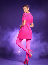 Load image into Gallery viewer, Wilder Jacquard Short Sleeve Mini Dress In Hot Pink

