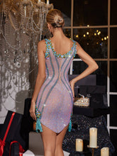 Load image into Gallery viewer, Wynter Spaghetti Rhinestone Fringe Mini Dress
