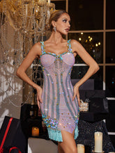 Load image into Gallery viewer, Wynter Spaghetti Rhinestone Fringe Mini Dress
