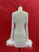 Load image into Gallery viewer, Xanthe Rhinestone Mesh Mini Dress In White
