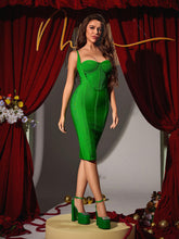 Load image into Gallery viewer, Xochitl Spaghetti Bandage Midi Dress In Green
