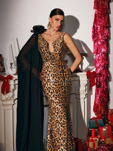 Load image into Gallery viewer, Yenphan Leopard Sequin Maxi Dress
