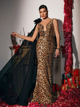 Load image into Gallery viewer, Yenphan Leopard Sequin Maxi Dress
