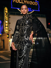 Load image into Gallery viewer, Yuriy Long Sleeve Sequin Draped Maxi Dress
