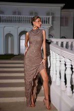 Load image into Gallery viewer, Yusuf Sleeveless Asymmetric Sequin Dress
